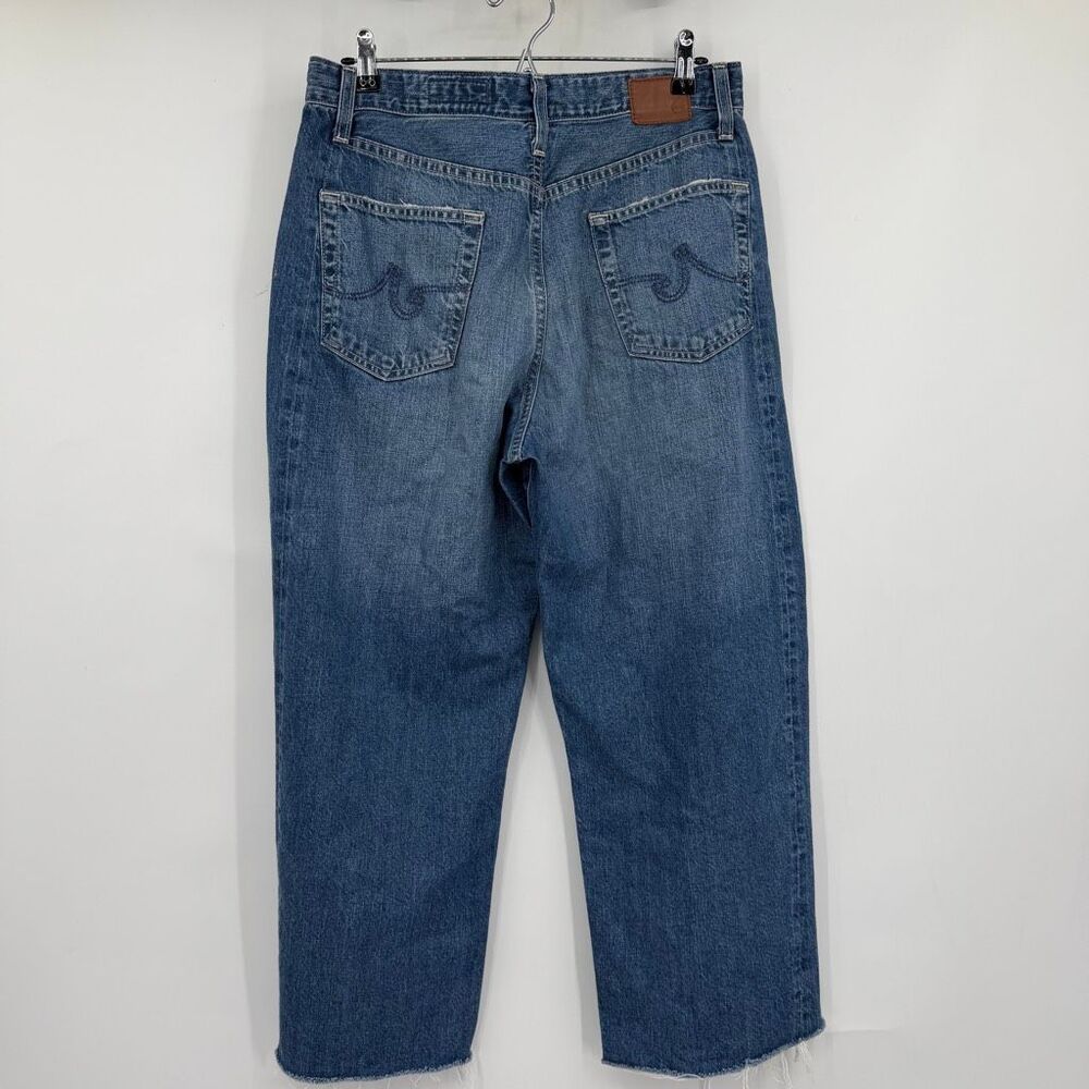 AG Adriano Goldschmied Blue Hattie Crop Raw Hem High-Rise Barrel Jeans Size 28 - Picture 7 of 12